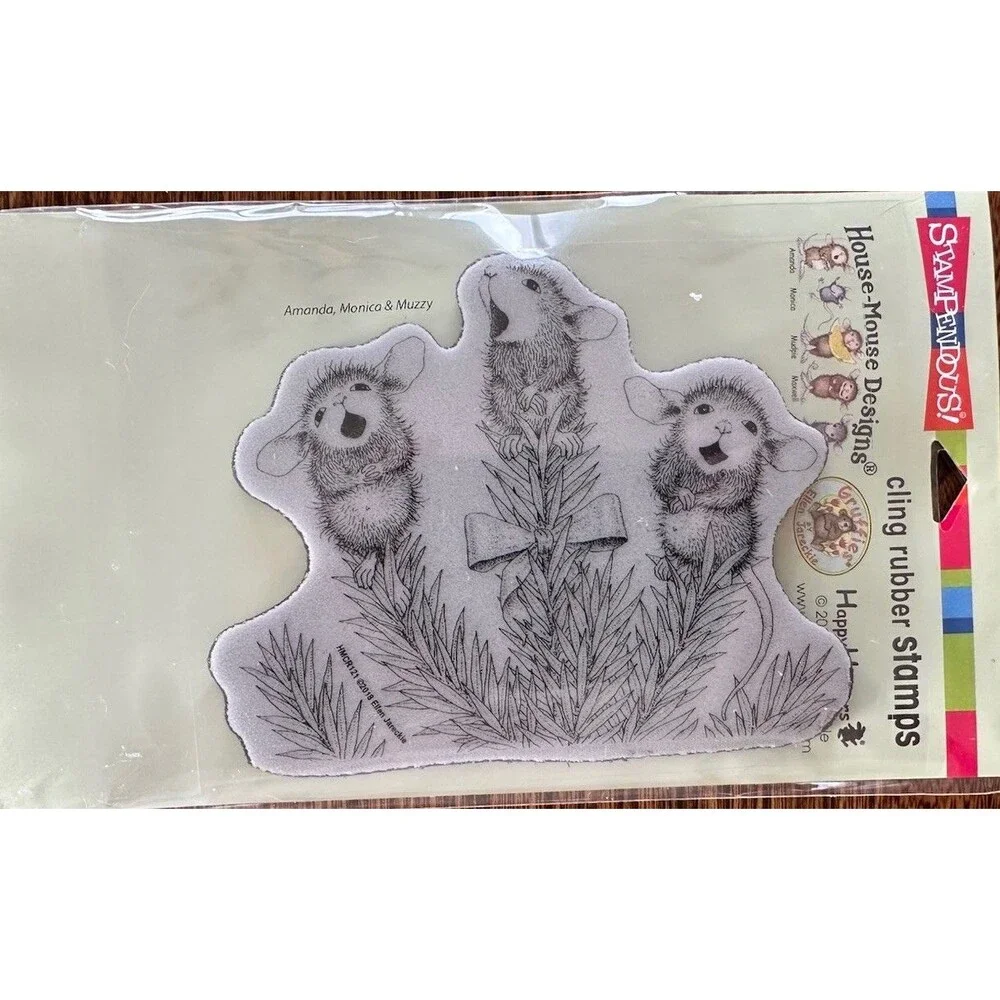 STAMPENDOUS House Mouse Pine Carolers Cling Mount Stamp Christmas HMCR121
